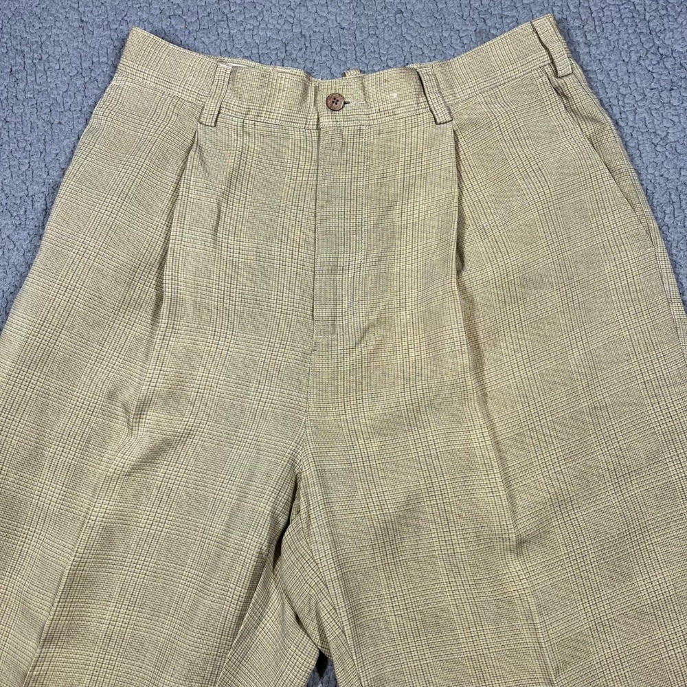 ommy Bahama Pants Mens 36 (32x31) Relaxed Tan Plaid Pleated Tencel Trousers - Picture 2 of 14